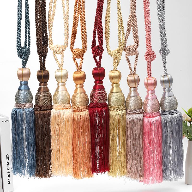 Gold Thread Tassel Tieback with Mesh Ball - Decorative Curtain Tie Ropes and Accessories