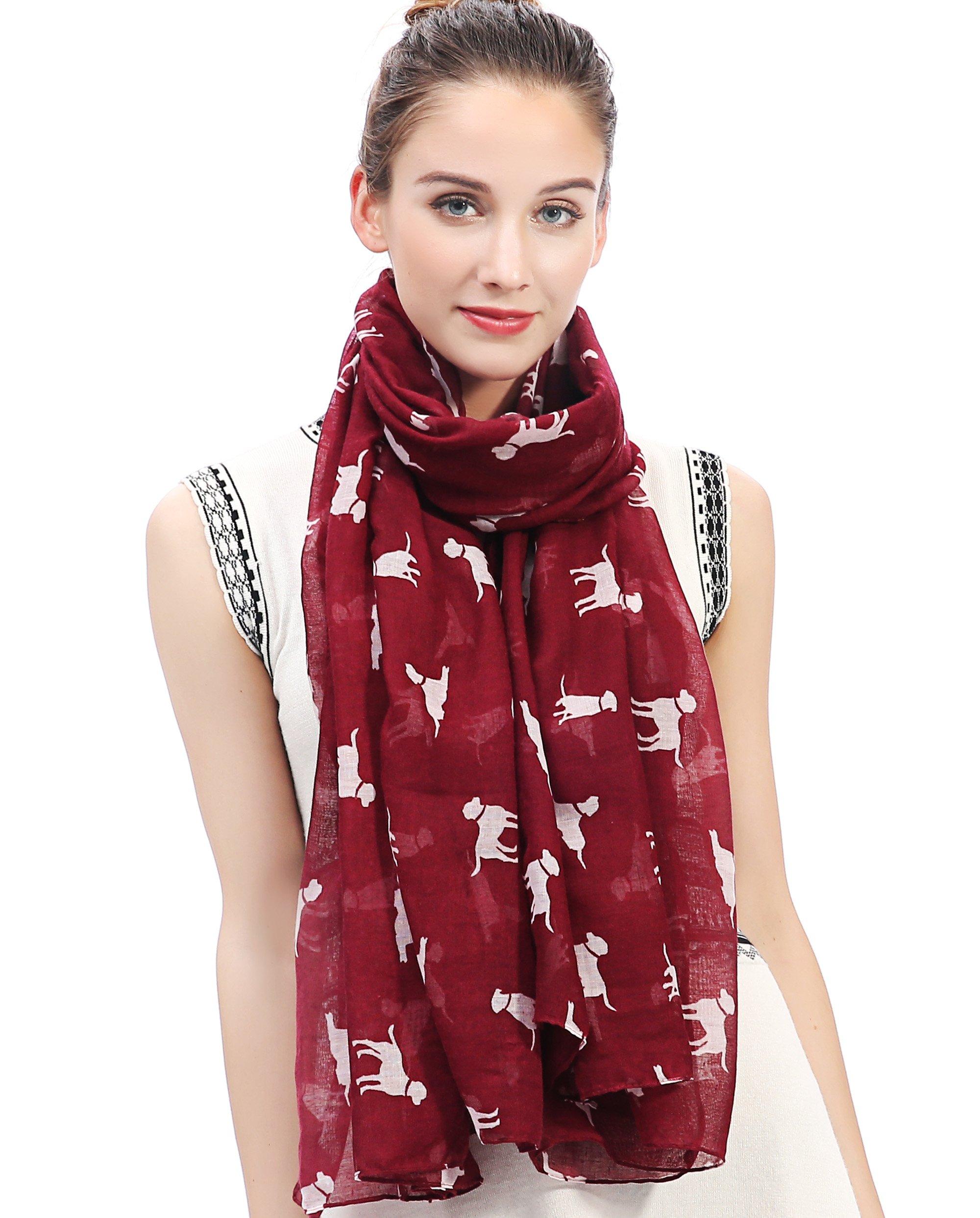 

Labrador Retriever Pattern Lightweight Scarf Muffler [Lina & Lily] (Bordeaux)