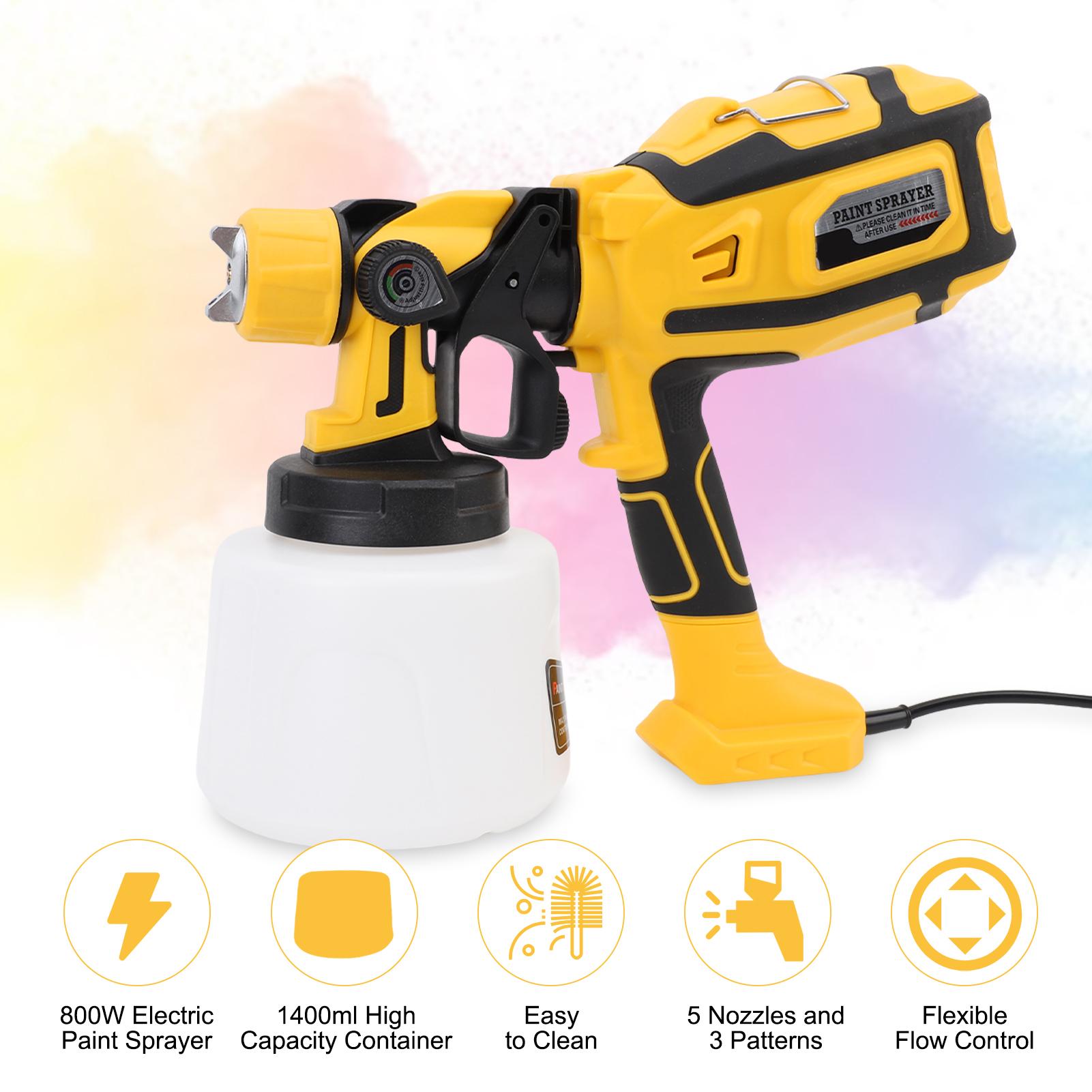 

Paint Sprayer Tool, 800W Electric Spray Paint Gun with 5 Nozzles, Detachable Light, 3 Spray Patterns, Easy to Clean US Plug