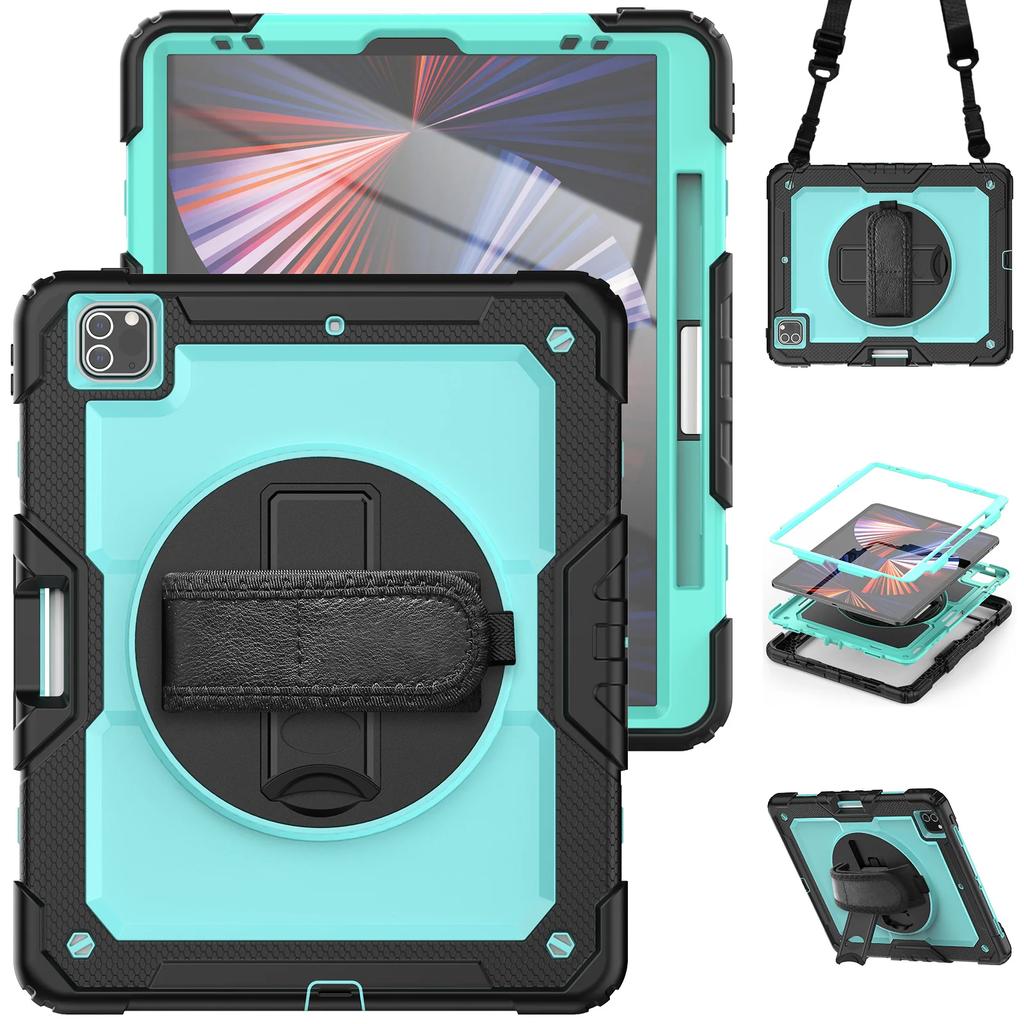 For iPad Pro 11 12.9 13 Inch Case Shockproof Stand Tablet Cover iPad Air 11 4 5 10.9 10th 11th Generation Cases+PET Screen+Strap