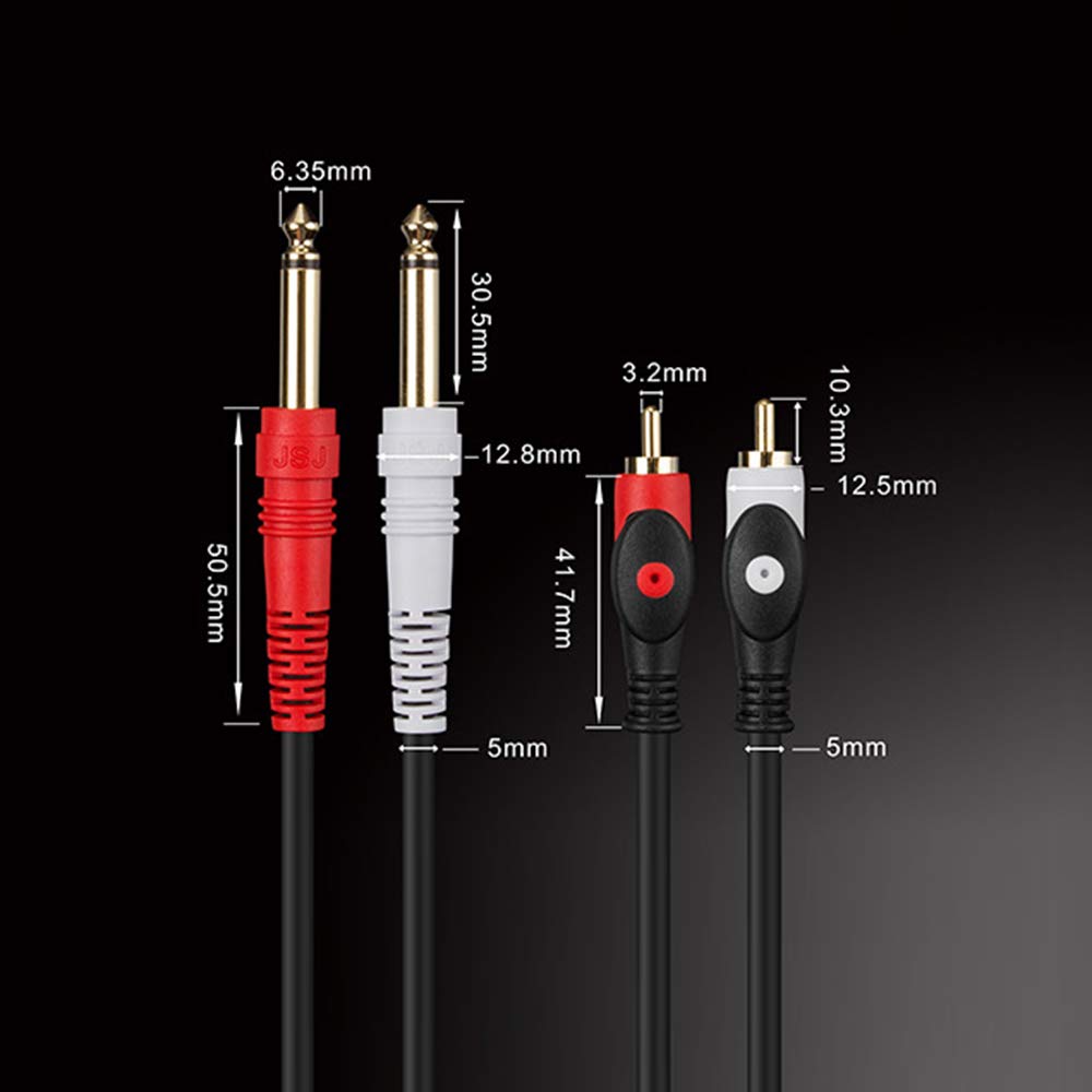 Mono-Telefon x Pin x 2 Audiokabel Cinch-Kabel Konvertierungskabel 2 x Cinch-Stecker auf 2 x Mono-Stecker 2-Cinch 6,35 mm (1m)