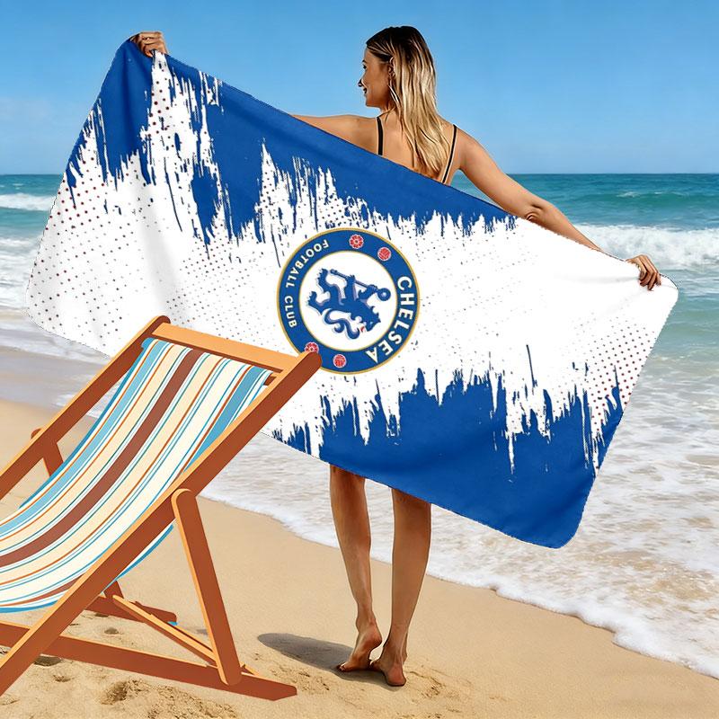 Chelsea F Print Beach Towel, Large Soft Quick Dry Towel for Beach Camping Swimming