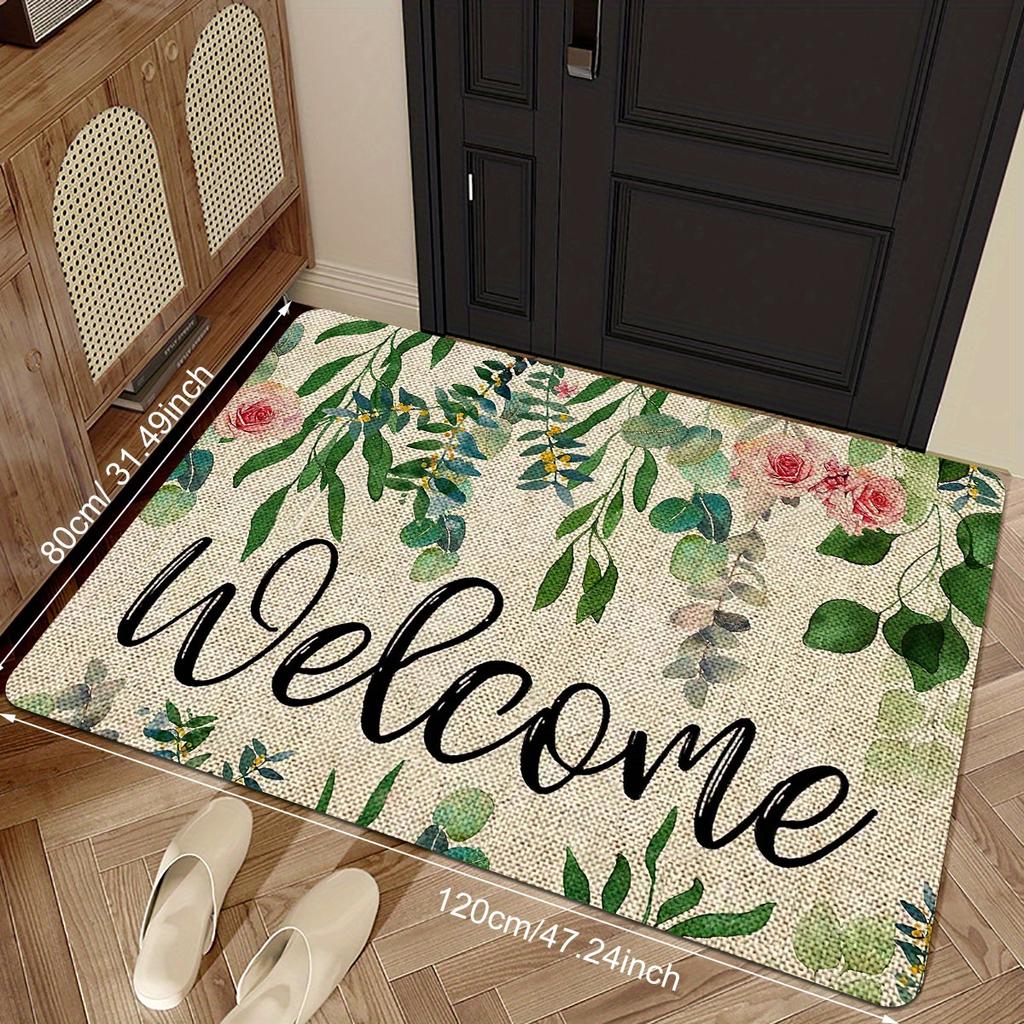 1Pcs Anti Fatigue Kitchen Rugs, Fresh Flower Print Waterproof Non-Slip Thick Cushioned Kitchen Mat Heavy Duty Comfort Standing Mat for Kitchen