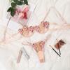 Women Lace Embroidered Lingerie Set Sheer Mesh Bra and Panty Two Piece Underwear Set Adjustable Straps and Hook Closure
