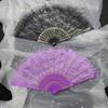 Retro Floral Lace Folding Fan Wedding Party Bride Hand Held Fan Portable Summer Fan Decoration Dance Performance Props Party Accessories