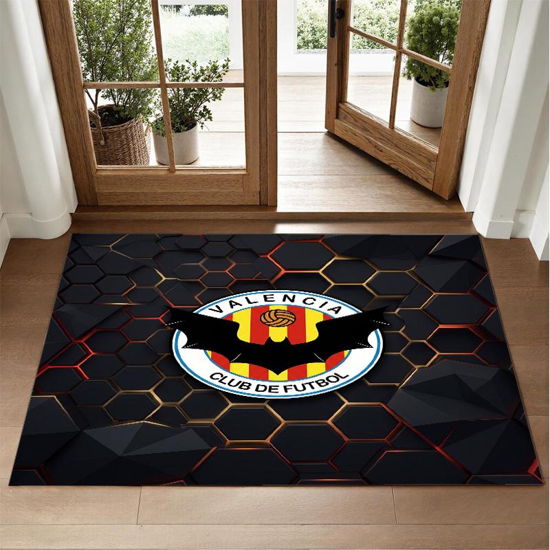 Valencia FC Design Crystal Velvet Rug Soft Decorative Mat for Bedroom Entrance
