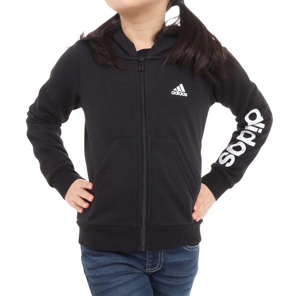 

Adidas Essentials Linear Logo Hoodie ECK51 J130 Kids Full-Zip Black/White (IC3584)