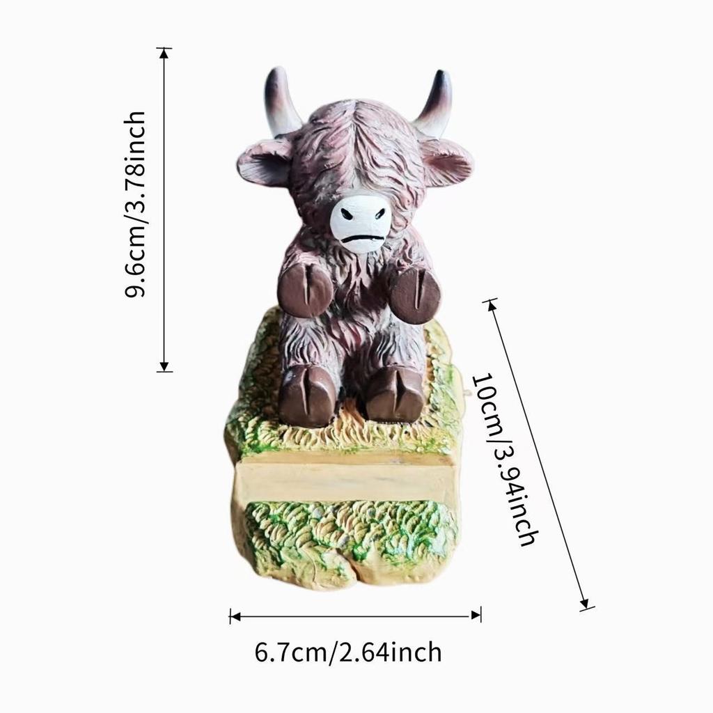 New Creative Highland Cow Mobile Phone Holder Home Porch Decoration Ornament Lazy Mobile Phone Holder