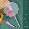 Antique Embroidery Circular Fan Chinese Style Cheongsam Fan Women's Double-Sided Embroidered Transparent round Long Handle Ancient Chinese Clothing
