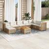 VidaXL Garden Lounge Set with Cushions 9 Pcs Beige Braided Resin 3261964
