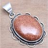 Pendant Red Sunsitara Gemstone Gift For Her Silver Jewelry 1.75"