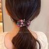 1PC high-end fuchsia head flower crystal hair band women's ponytail headrope 2025 new ball head tie hair rubber band hair accessories