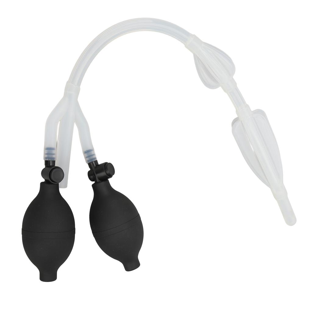 Silicone Enema Douche Bulb Dual Side Openings Elastic Inflatable Double Bulb Flushing System for