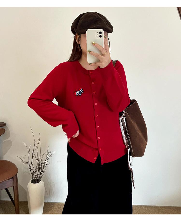 Plus Size Women's 100% Wool Casual Sweater Coat - Winter 2025 Loose Knit Cardigan