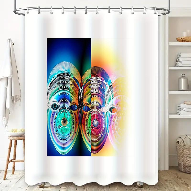 Colorful Psychedelic Shower Curtain Boho Hippie Tapestry Backdrop Wall Hanging Aesthetic Room Decor Artistic Pattern Modern Bath