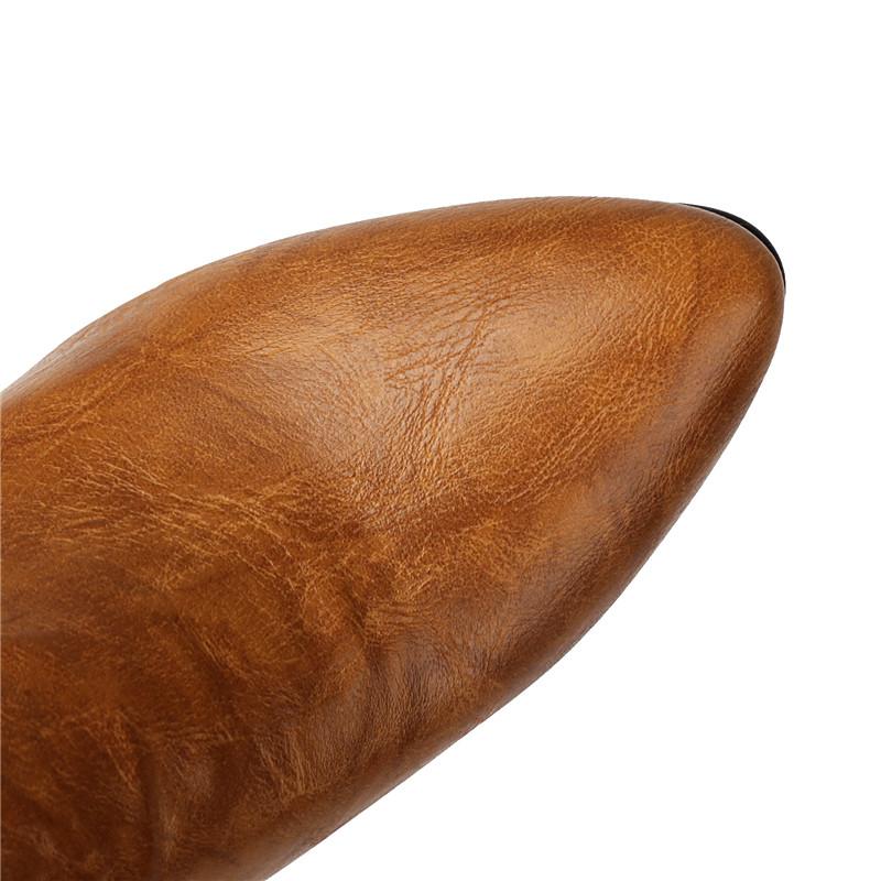 Women's High-heeled Boots Autumn and Winter New Simple Temperament Solid Color Large Size Versatile Medium Boots