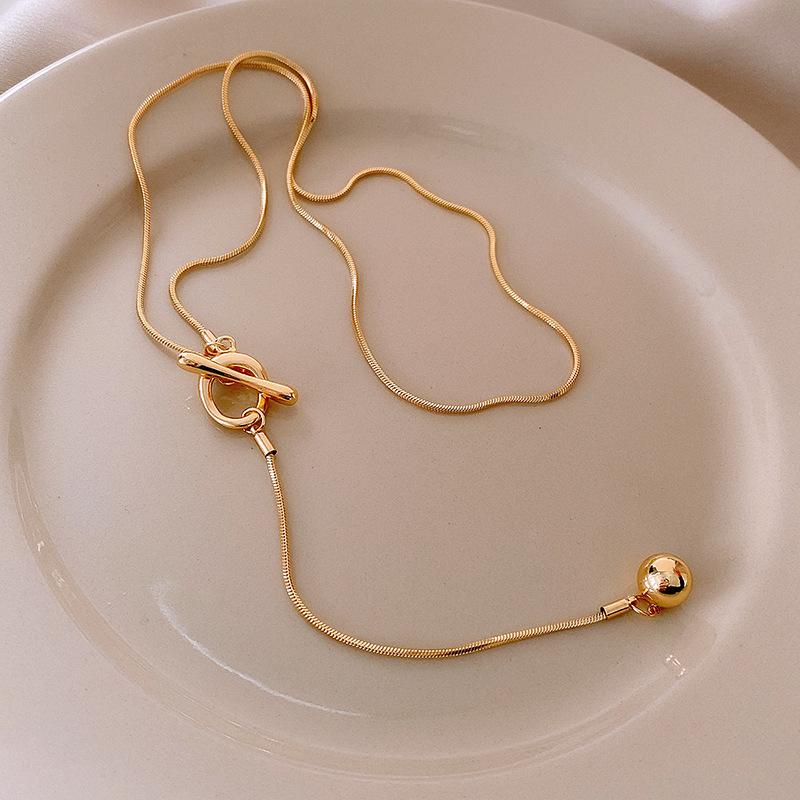 Korean Simple Round Geometric Bead Tassel Necklace Clothing Chain Temperament Hair Necklace