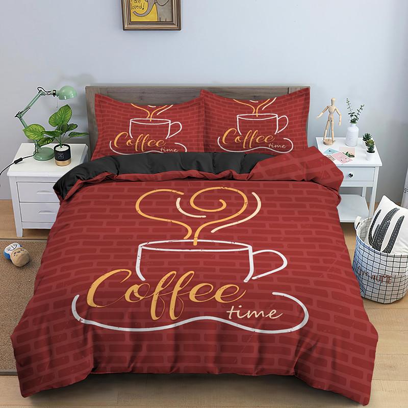 Coffee Cake King Queen Duvet Cover Lovely Afternoon Tea Drawing Bedding Set For Adult Western Drink 2/3pcs Polyester Quilt Cover