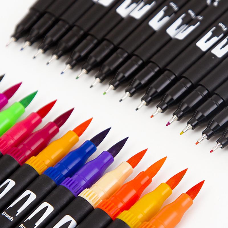 120-Color Double-Ended Soft Tip Watercolor Pen Set for Children's Drawing Art Supplies