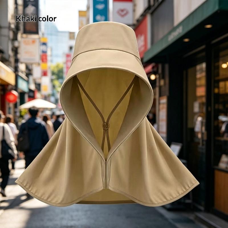 

1Pcs Outdoor Women Summer Sunshade Visor Big Hat Full Face Sun Protection Hat Fishing Travel Neckprotection Shawl Bucket Hats A1
