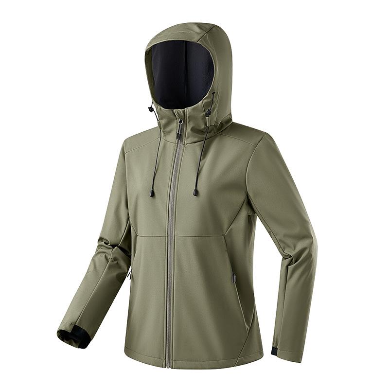 Outdoor Soft Shell Men's and Women's Windproof Waterproof Warm Fashion Composite Waffle One-piece Fleece Hooded Jacket