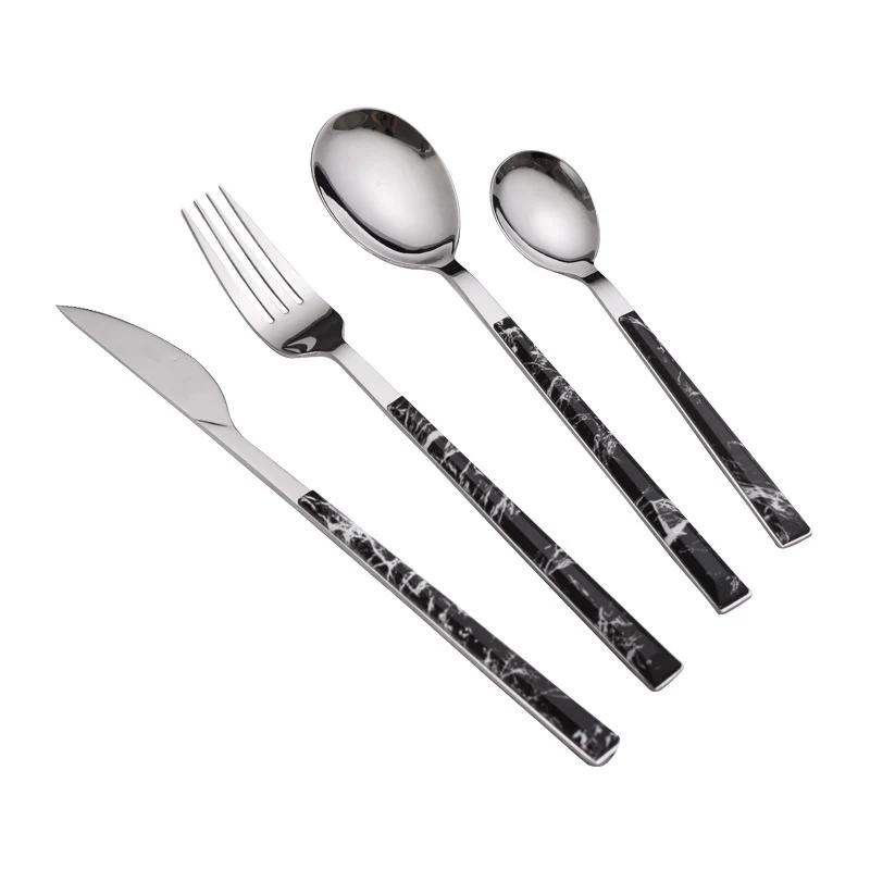 

Marble Silverware Set 5PCS Stainless Steel Retro Style Cutlery set Includes Forks Spoons Knifes.Finish Dishwasher Safe
