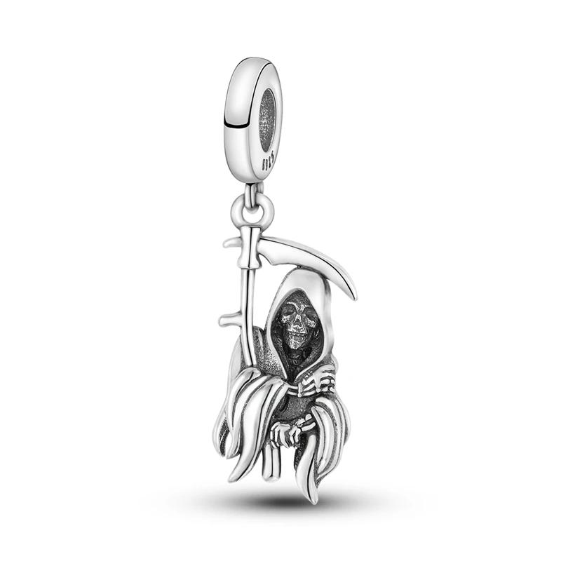 New Halloween Charm Emit Light Bead Copper Pumpkin Witch Skull Charm Fit Bracelet Pendant Women Jewelry Making