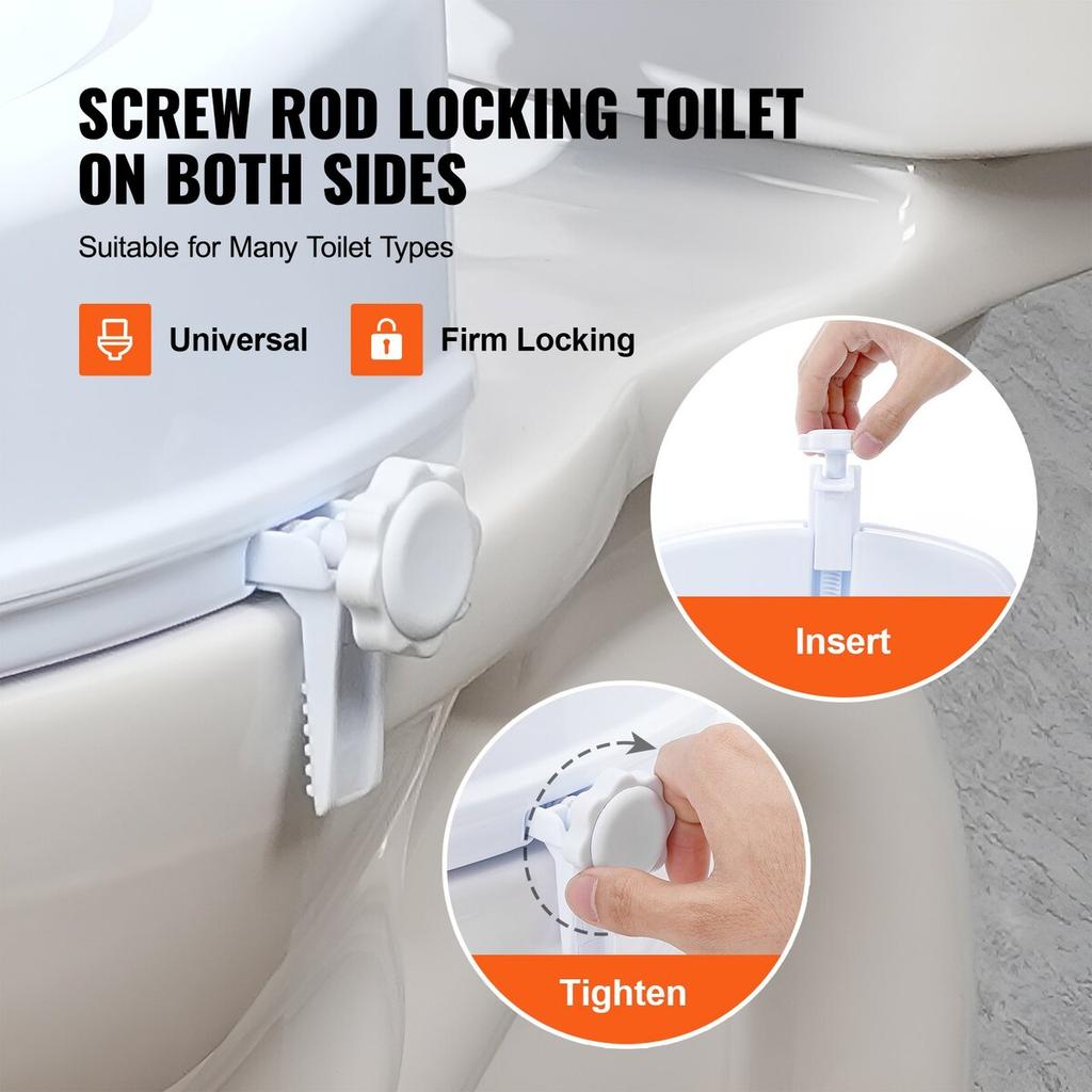 Raised Toilet Seat, 5" Height Raised, 300 lbs Weight Capacity, Universal Toilet Seat Riser, Screw Rod Locking, with Toilet Seat, for Elderly,