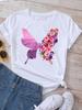 New Butterflies Balloons Print T-Shirt Fashion Harajuku White Graphic Tees Casual Short Sleeve Lady Y2k Tops Women's Clothing