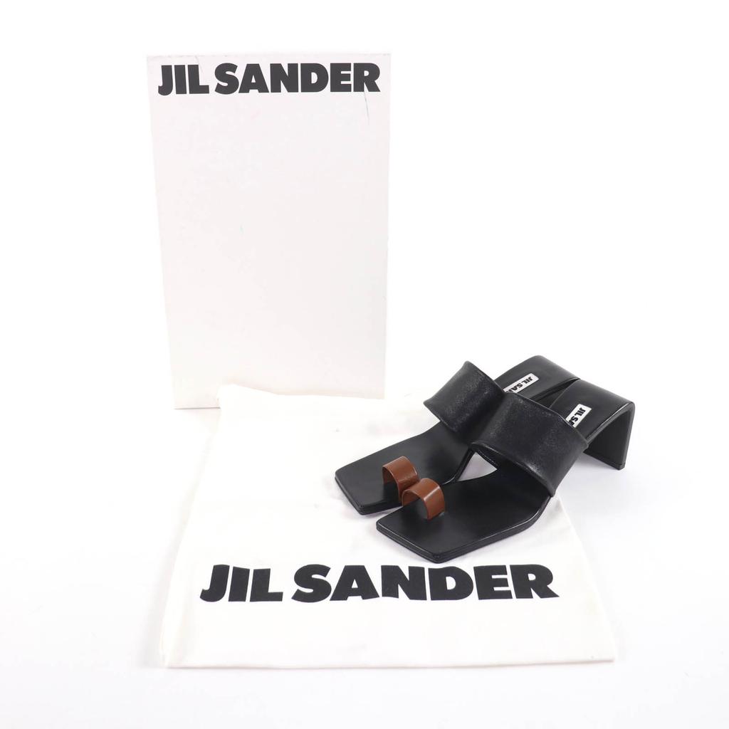 Excellent JIL SANDER Sandals Bicolor Leather Black Leather Women 35 J15WP0112 Used