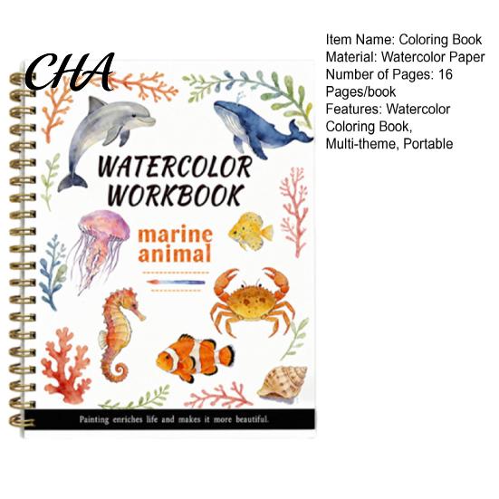 Floral And Daily Object Coloring Watercolor Book, Clean Bright Patterns Design, Thick Book for Kids Paper Multi-theme Paint Art Skill Development