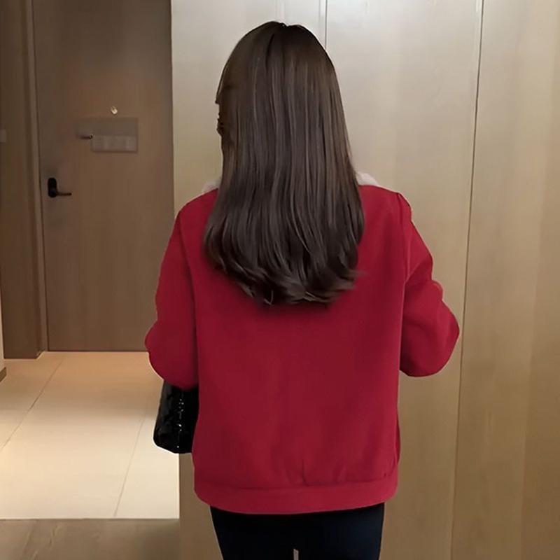 Dame Kordfløyelsjakke Vinter Fortykket Fleecefôret Løs Mote Slankende