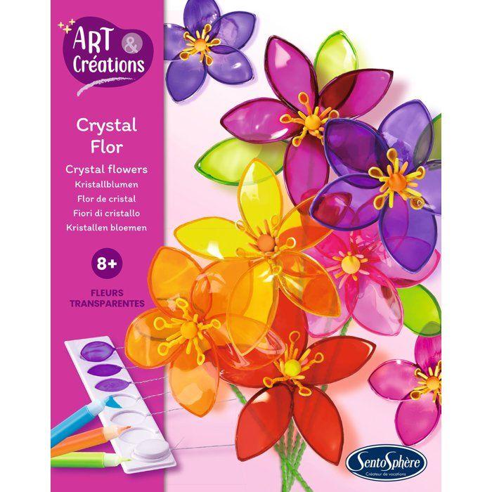 Peinture Vitrail - SENTOSPHERE - Art &amp; Créations - Crystal Flor - 8 fleurs à créer en verre effilé - Dès 8 ans