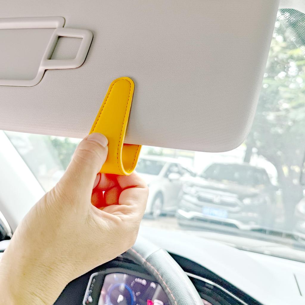 Cute Car Sunglasses Holder with Magnetic Leather Sunglasses Ticket Card Easy Installation Clip, Clip, (B)