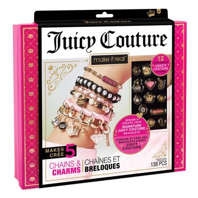 Make It Real Juicy Couture Chains DIY Charm Bracelet Making Kit for Design and Create Girls Bracelets with Juicy Couture Velvet Gold Chains and More -
