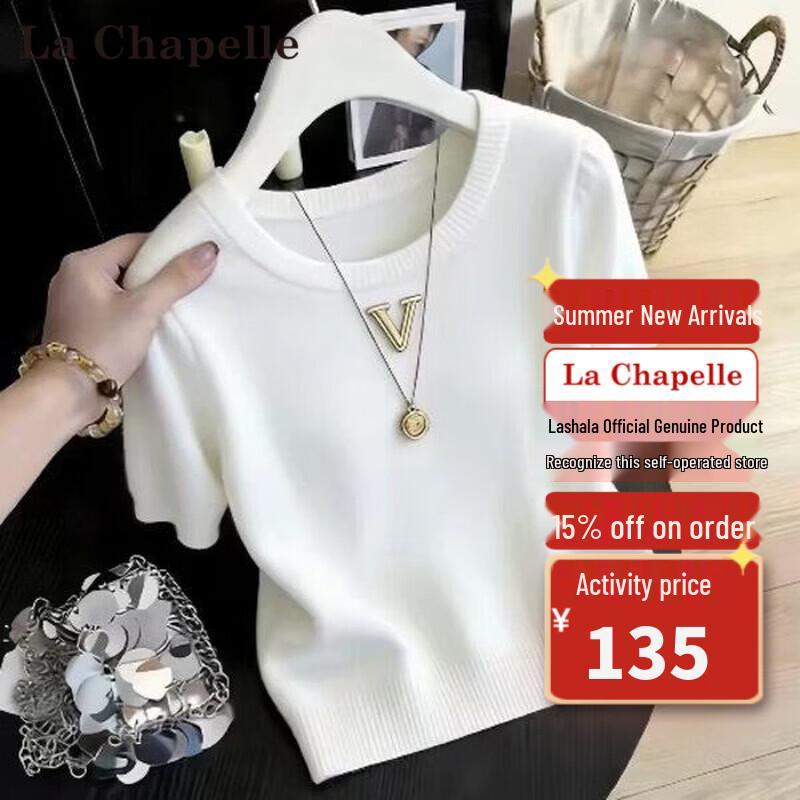 La Chapelle Women s Summer Round Neck Short Sleeve T-shirt L