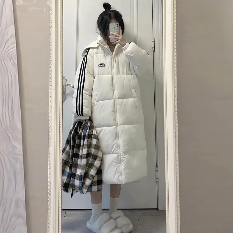 

Down Jacket Women s Winter Long Style New Loose Thickened Mid-length Knee-length Cotton Coat and Jacket S