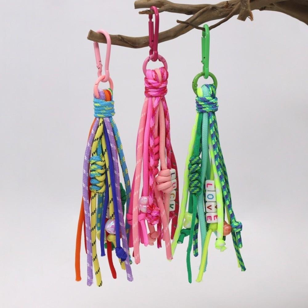 New Colorful Bag Charms Bohemian Style Braided Keychain Handmade Jewelr Bag Pendant Gift
