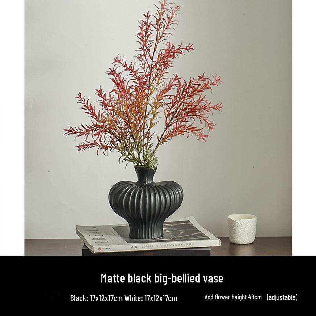 Retro Wabi-Sabi Ceramic Vase with Artificial Flowers