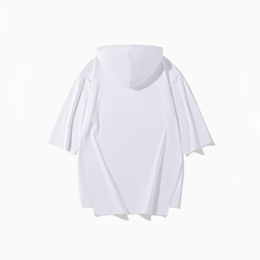 Summer Short Sleeve Soft and Plus Sizes Popular Solid Casual Pullover with Cool White Size M [FJLTDCP] Men's Hoodie, Hoodie, Thin, Stylish, Available,