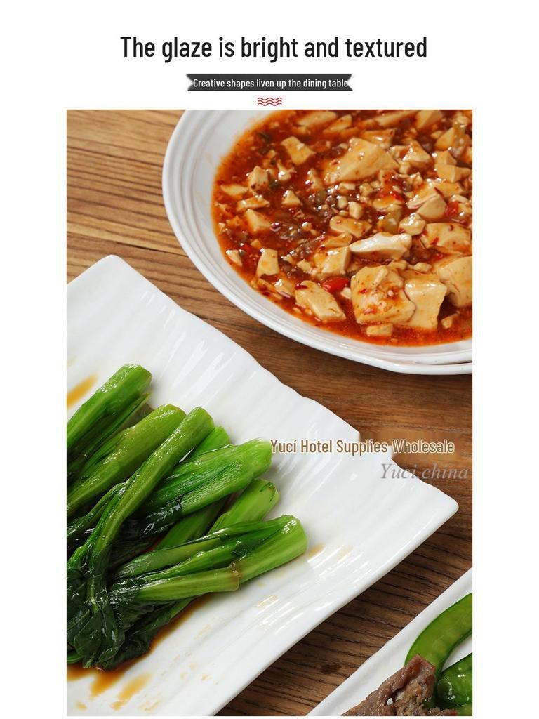 Ceramic Pure White Irregular Wok Pan Fish Plate - Cold & Hot Dish Oven Safe.