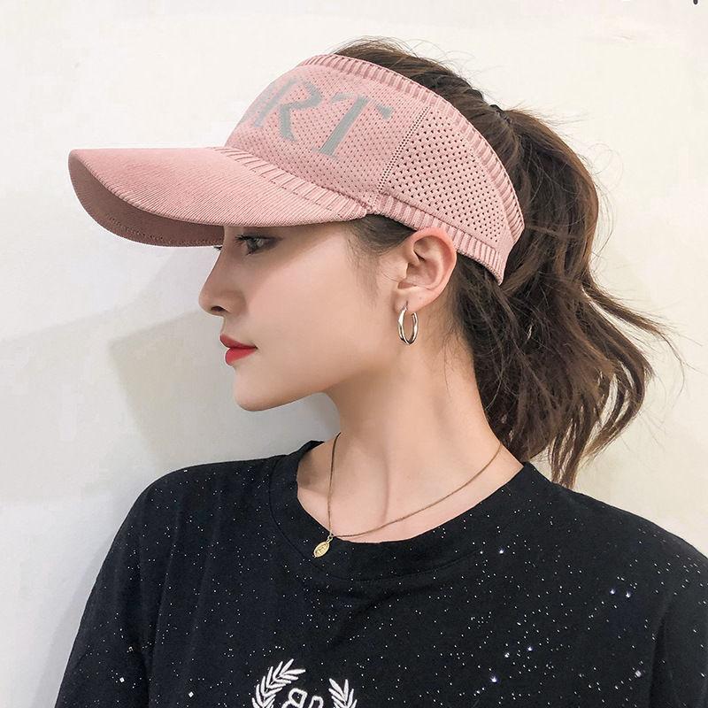 Sun Hat Women'S Summer Face Cover Uv Protection Beach Riding Eaves Sports Sun Empty Top Knitted Sun Protection Hat