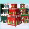 Premium 3pcs Large Christmas Gift Box With Lid  Ribbon Xmas Present Square Box