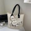 Large Capacity Tote Bag 2025 Autumn New Korean Version of Fashion Niche Cartoon Canvas Bag Casual Commuter Shoulder Bag