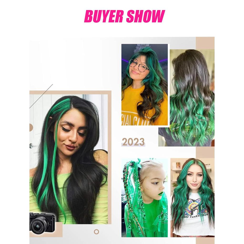 ALAN EATON 22 Inches 5Pcs/Pack Sparkle Hair Extensions Clip In Rainbow Shiny Sparkle Hair Tinsel Heat Resistant Sparkle Hair Extensions