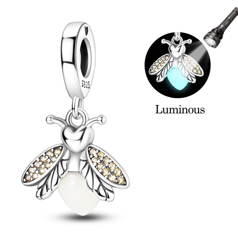 Fits Genuine Copper Charm Bead Luminous Firefly Charm For Women Beautiful DoItYourself Birthday Jewellery Gift