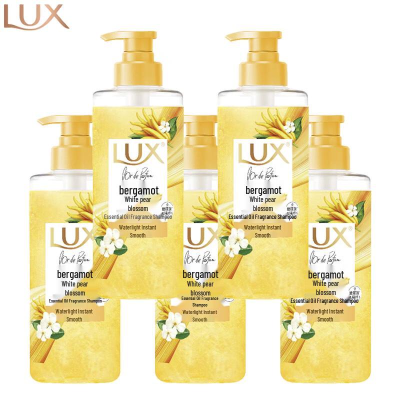 LUX Smoothing Essential Oil Fragrance Shampoo, Bergamot & White Pear Blossom, 5 x 280ml
