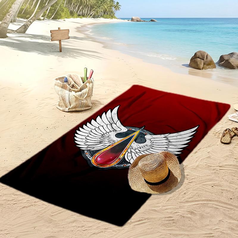 Black Printed Beach Towel Quick Dry Soft TowelPortable Large Rectangular Beach Blanket for Travel Swimming Pool