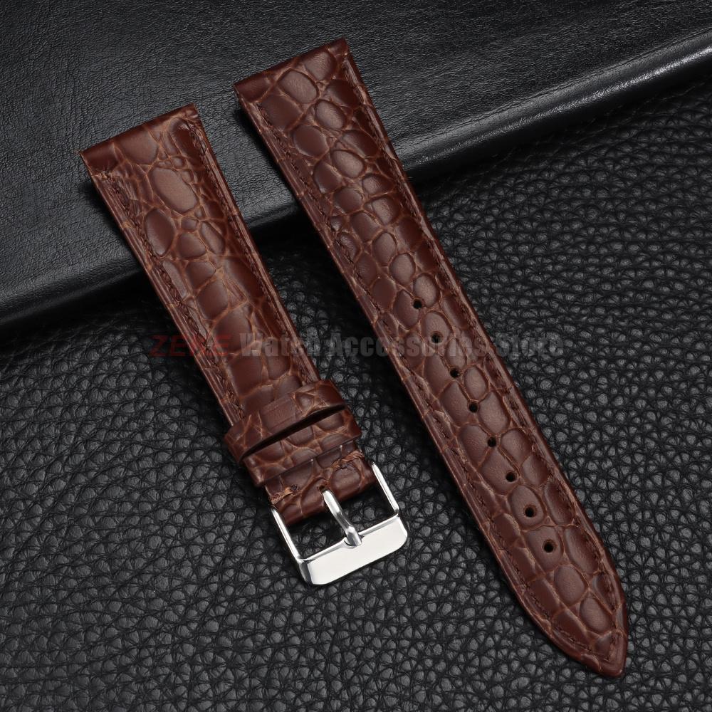 Crocodile Pattern Design Leather Watch Strap 18mm 19mm 20mm 21mm 22mm Soft Watchbands Business Wristwatch Band with Pin Buckle