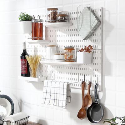 Nail-Free Self-Adhesive Pegboard: Extra-Large Storage Shelf with No-Drill Hooks for Kitchen or Bathroom Walls